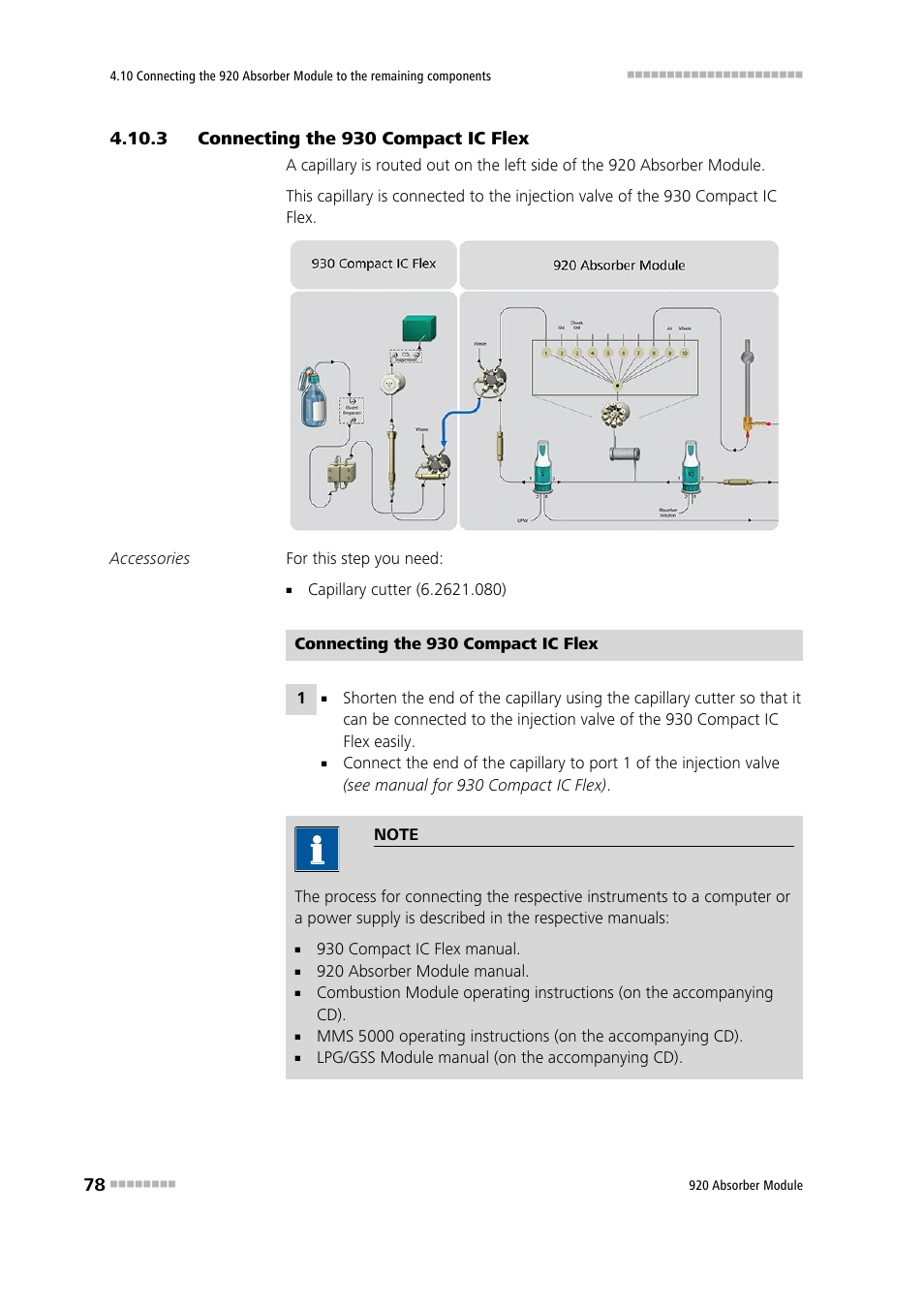 3 connecting the 930 compact ic flex, Connecting the 930 compact ic flex | Metrohm 920 Absorber Module User Manual | Page 86 / 112