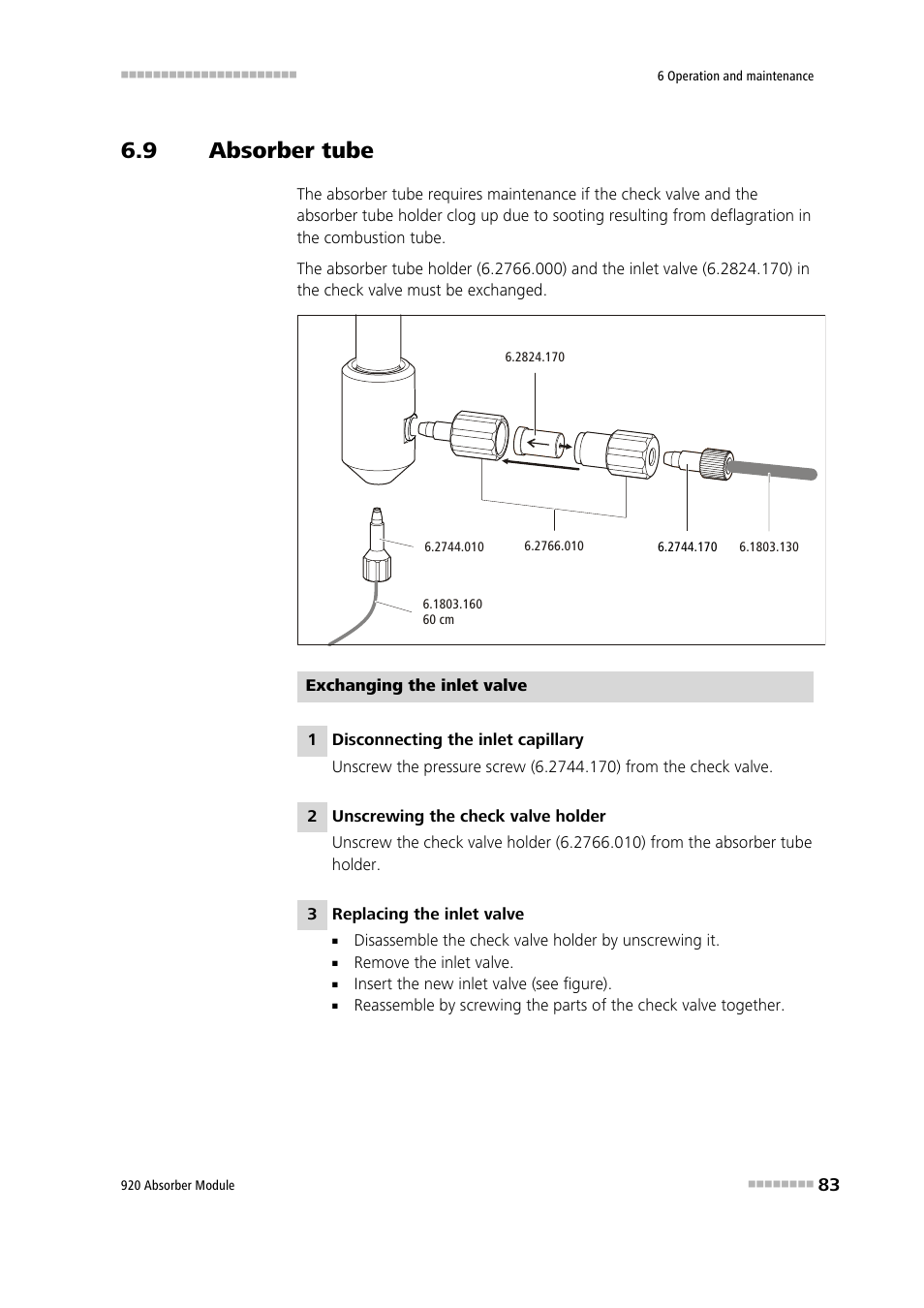 9 absorber tube, Absorber tube | Metrohm 920 Absorber Module User Manual | Page 91 / 112