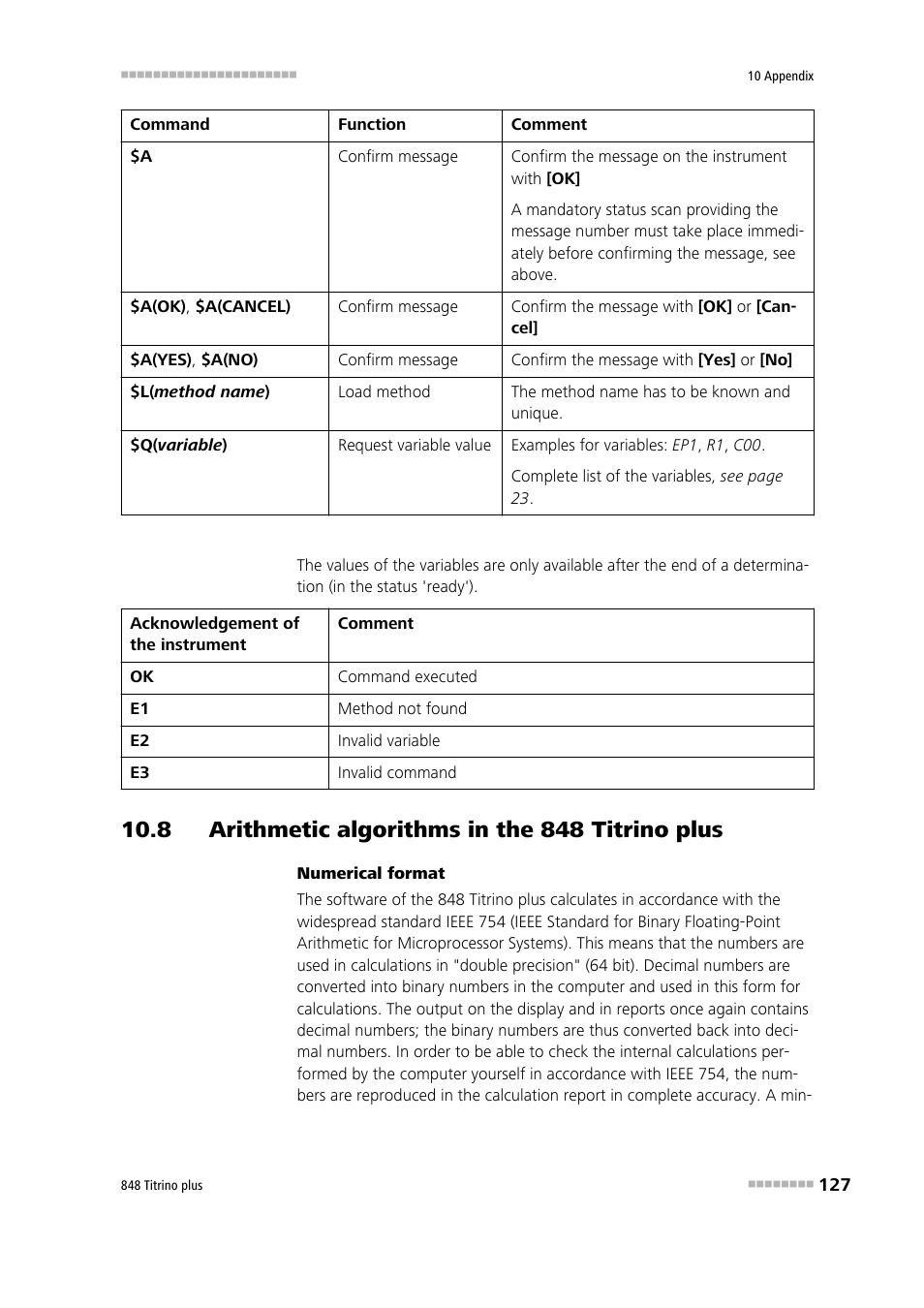 8 arithmetic algorithms in the 848 titrino plus | Metrohm 848 Titrino plus User Manual | Page 137 / 155