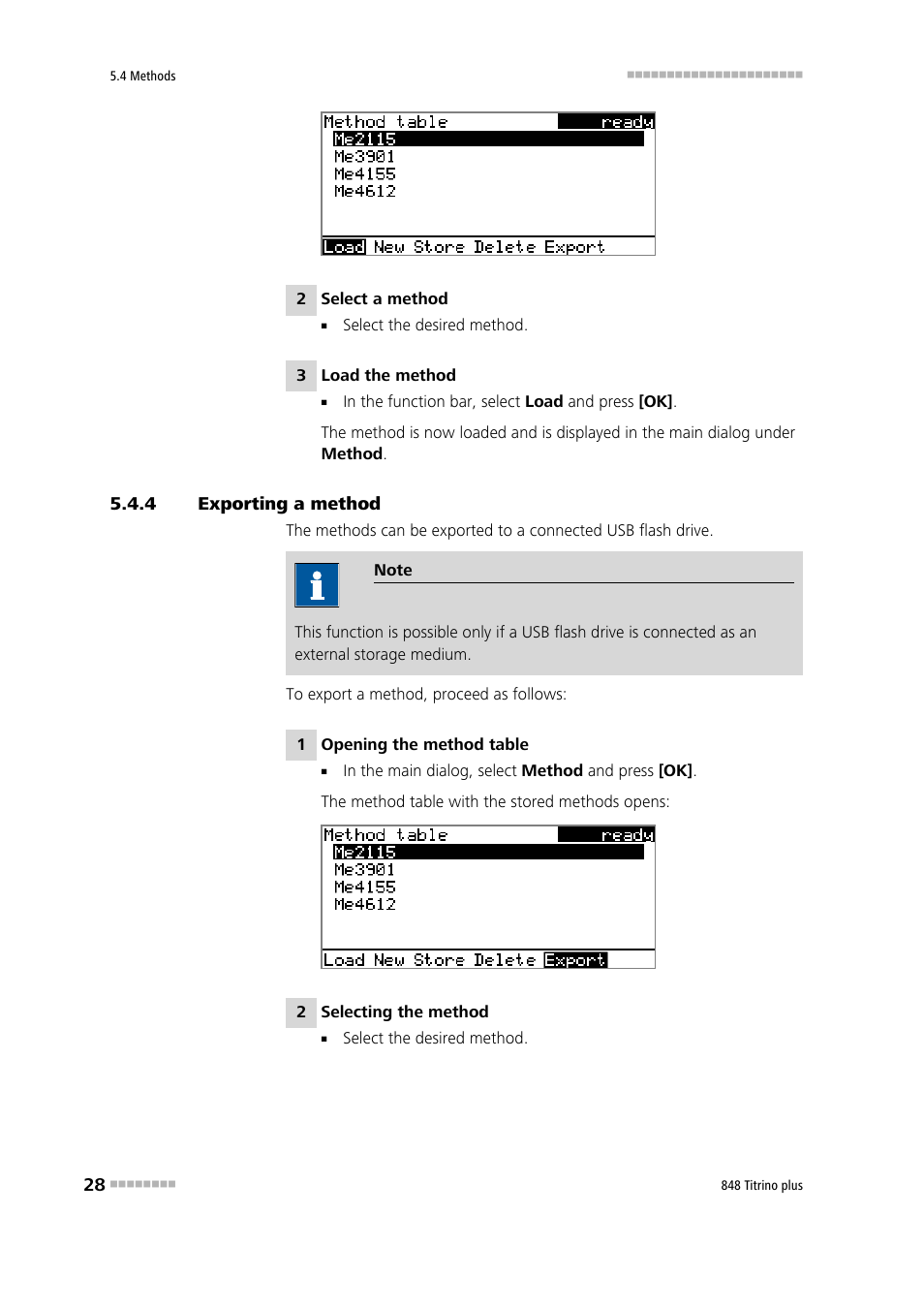 4 exporting a method, Exporting a method | Metrohm 848 Titrino plus User Manual | Page 38 / 155