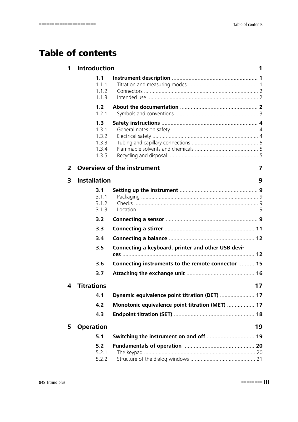 Metrohm 848 Titrino plus User Manual | Page 5 / 155