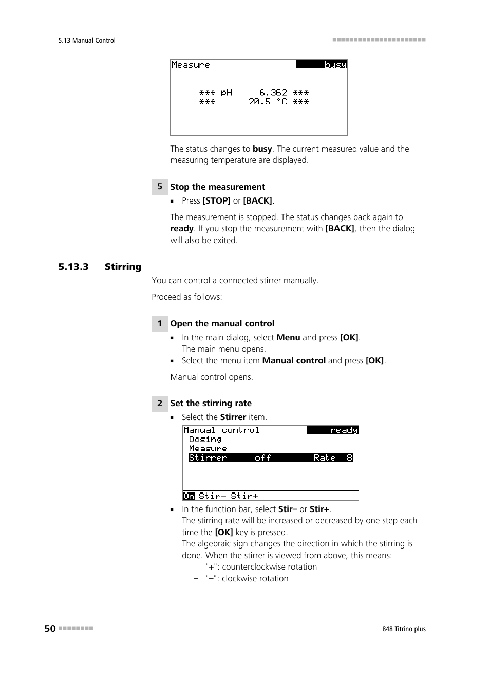 3 stirring, Stirring | Metrohm 848 Titrino plus User Manual | Page 60 / 155