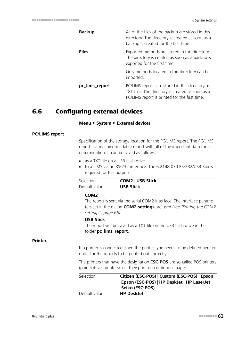 6 configuring external devices, Configuring external devices | Metrohm 848 Titrino plus User Manual | Page 73 / 155