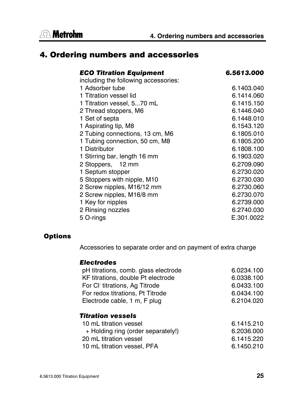 Ordering numbers and accessories | Metrohm 6.5613.000 ECO Titration Equipment User Manual | Page 30 / 31