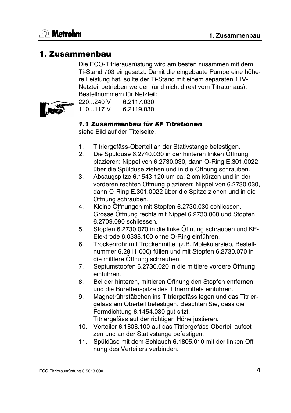 Zusammenbau | Metrohm 6.5613.000 ECO Titration Equipment User Manual | Page 9 / 31