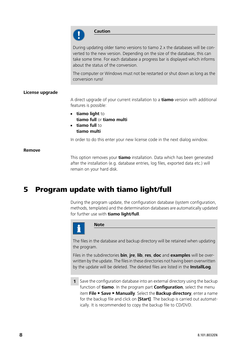 5 program update with tiamo light/full | Metrohm tiamo 2.2 Installation User Manual | Page 8 / 13