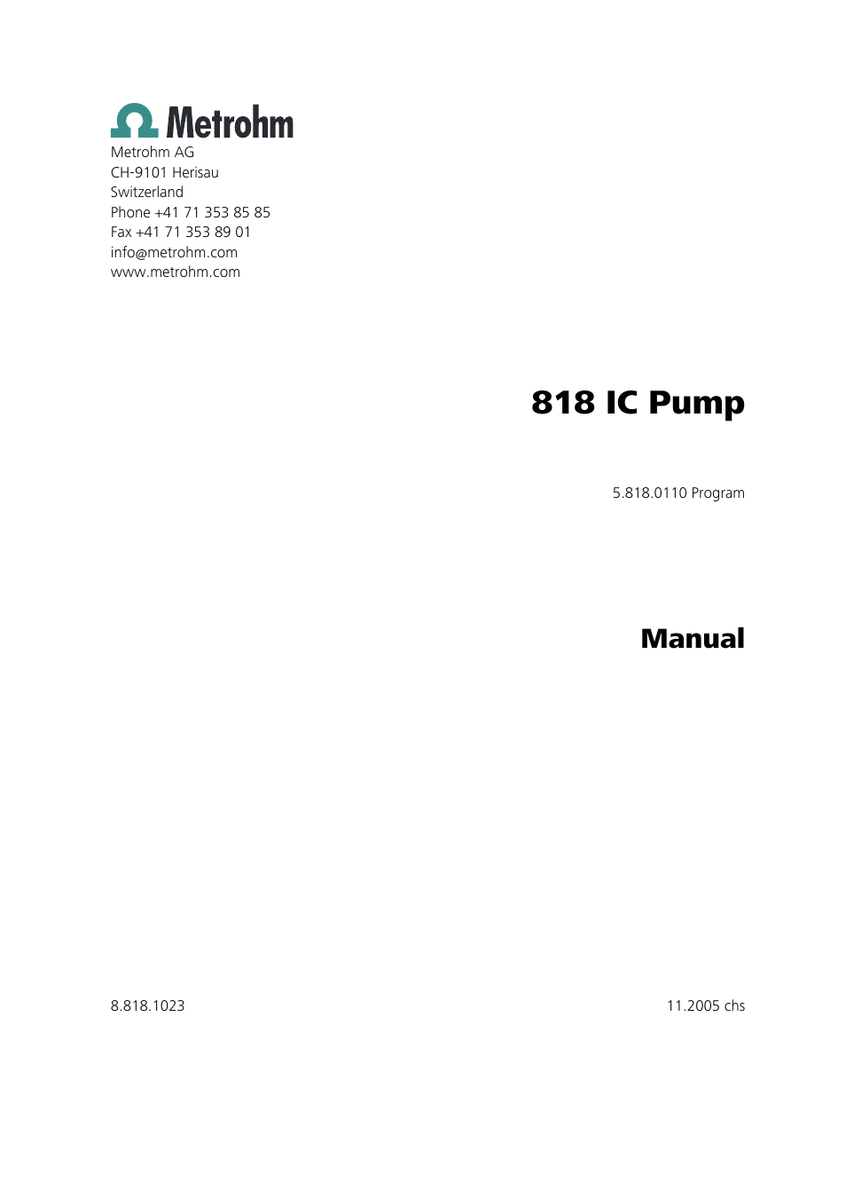 818 ic pump, Manual | Metrohm 818 IC Pump User Manual | Page 3 / 56