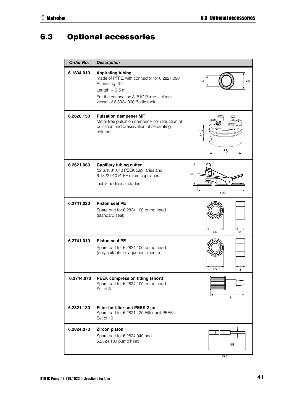 3 optional accessories, Optional accessories, Ion 6.3 ) | Metrohm 818 IC Pump User Manual | Page 47 / 56