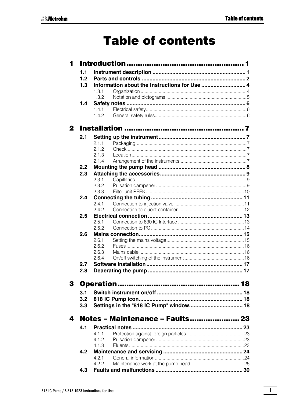 Metrohm 818 IC Pump User Manual | Page 5 / 56