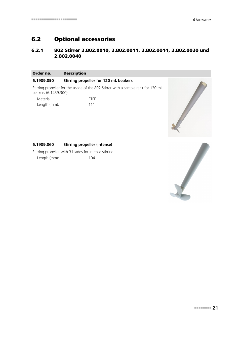 2 optional accessories, Optional accessories | Metrohm 802 Rod Stirrer User Manual | Page 29 / 29