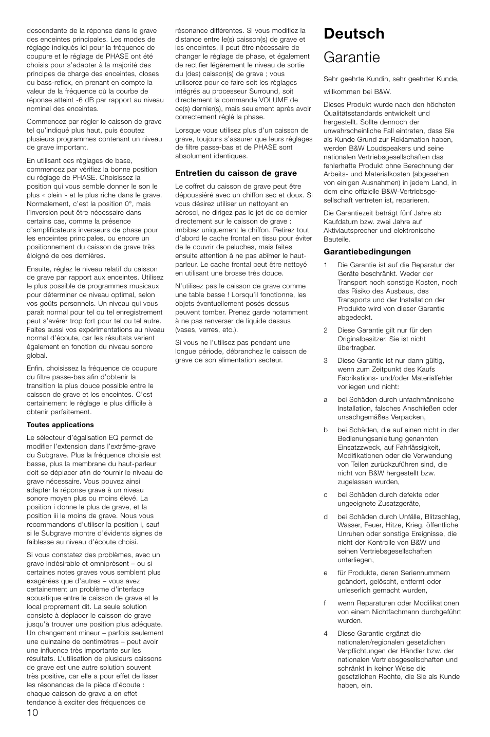 Deutsch garantie | Bowers & Wilkins AS2 User Manual | Page 13 / 73