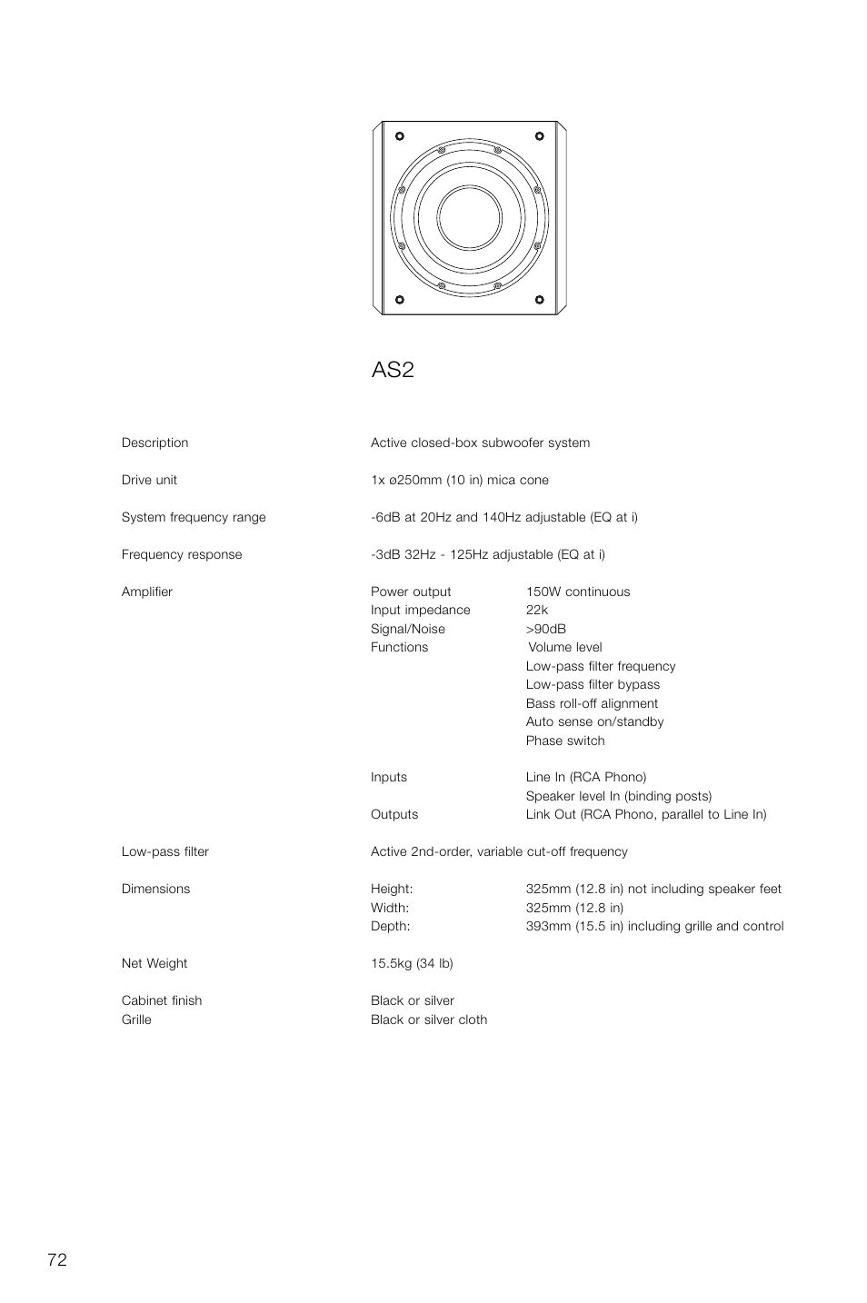 Bowers & Wilkins AS2 User Manual | Page 72 / 73