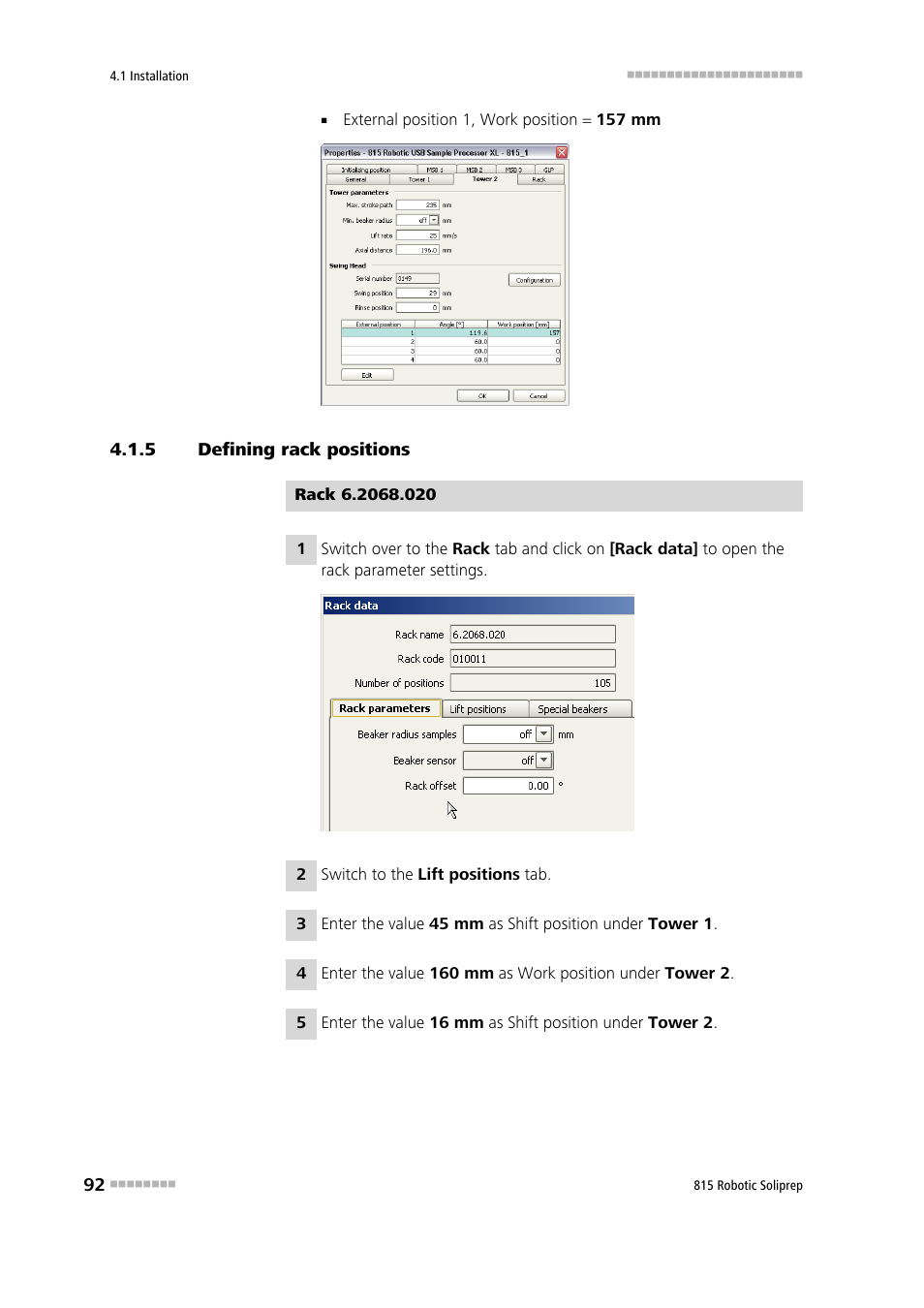 5 defining rack positions, Defining rack positions | Metrohm 815 Robotic Soliprep User Manual | Page 100 / 180