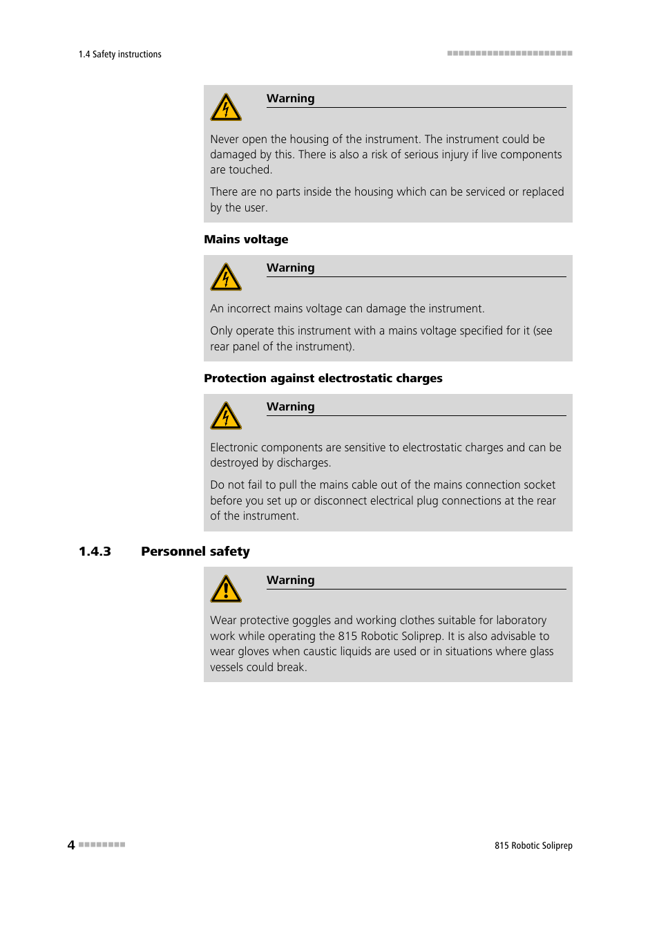 3 personnel safety, Personnel safety | Metrohm 815 Robotic Soliprep User Manual | Page 12 / 180