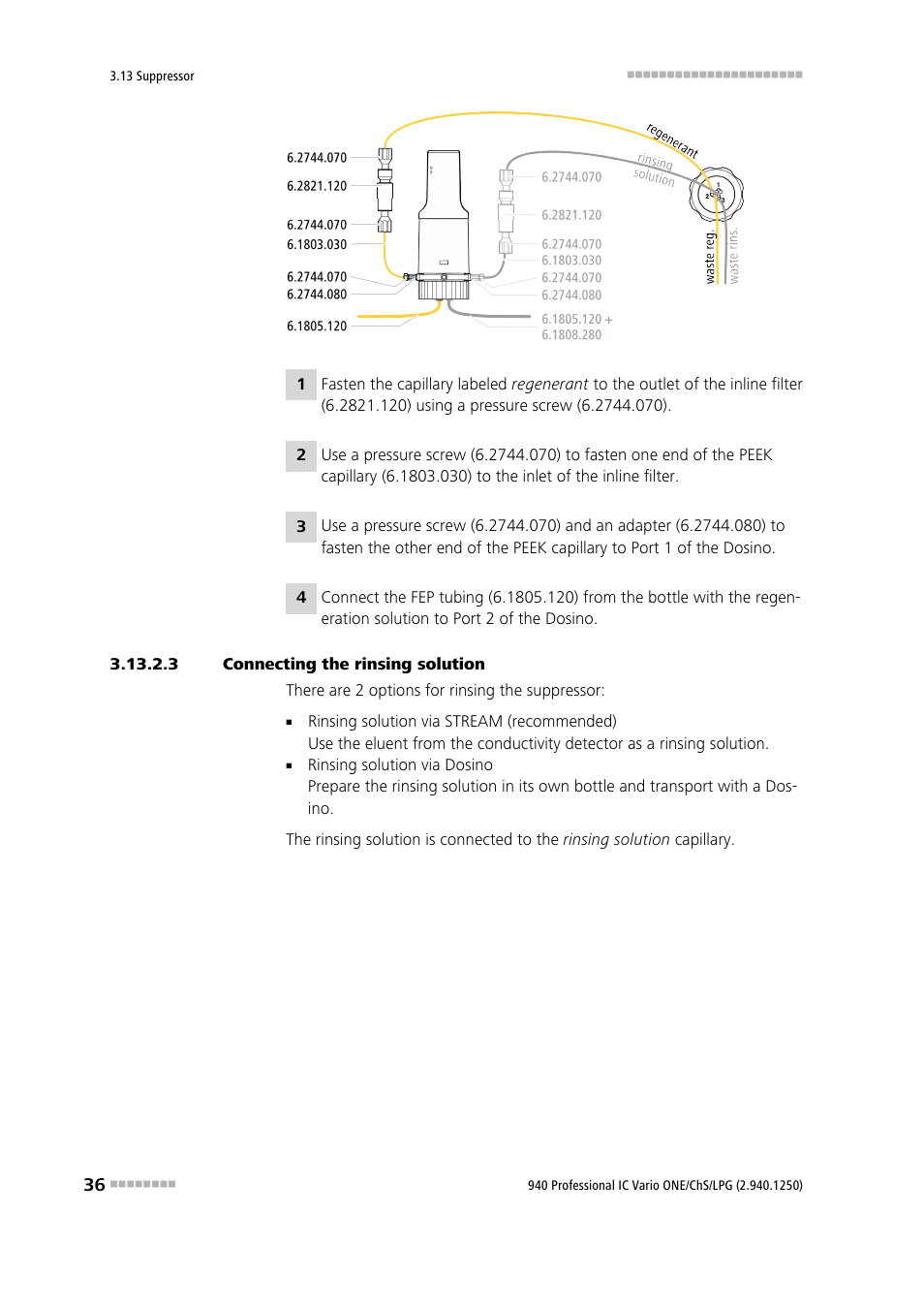 3 connecting the rinsing solution | Metrohm 940 Professional IC Vario ONE/ChS/LPG User Manual | Page 44 / 115