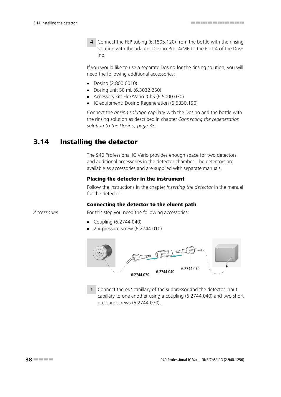 14 installing the detector | Metrohm 940 Professional IC Vario ONE/ChS/LPG User Manual | Page 46 / 115