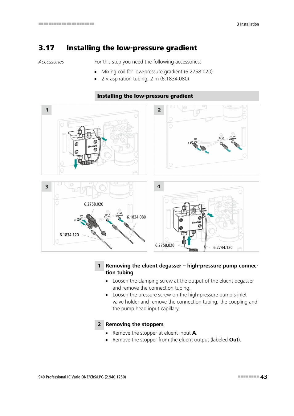 17 installing the low-pressure gradient | Metrohm 940 Professional IC Vario ONE/ChS/LPG User Manual | Page 51 / 115