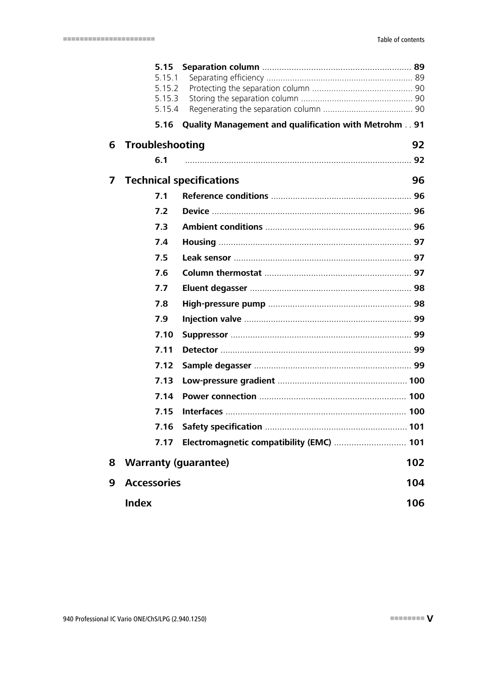 Metrohm 940 Professional IC Vario ONE/ChS/LPG User Manual | Page 7 / 115