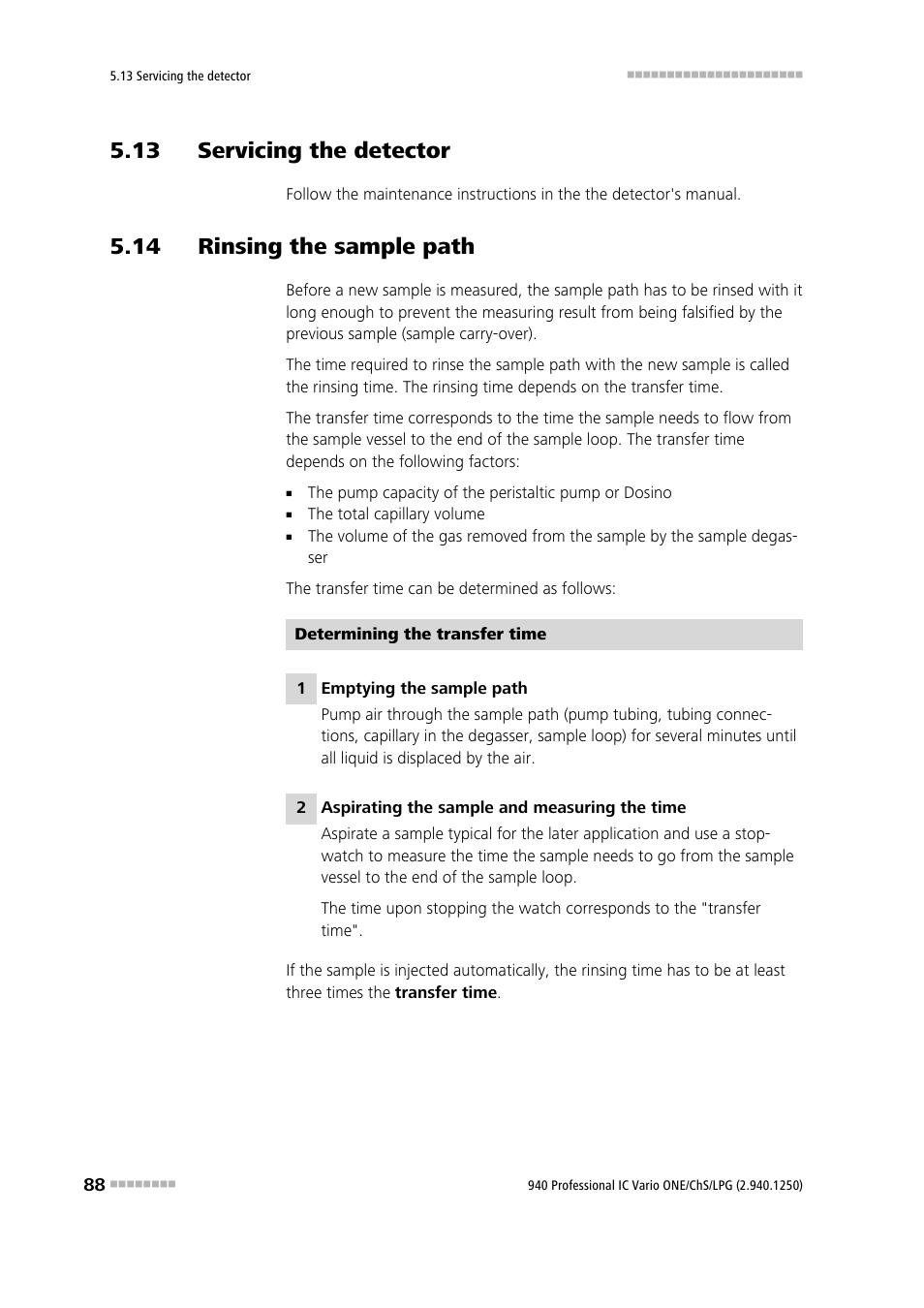 13 servicing the detector, 14 rinsing the sample path | Metrohm 940 Professional IC Vario ONE/ChS/LPG User Manual | Page 96 / 115