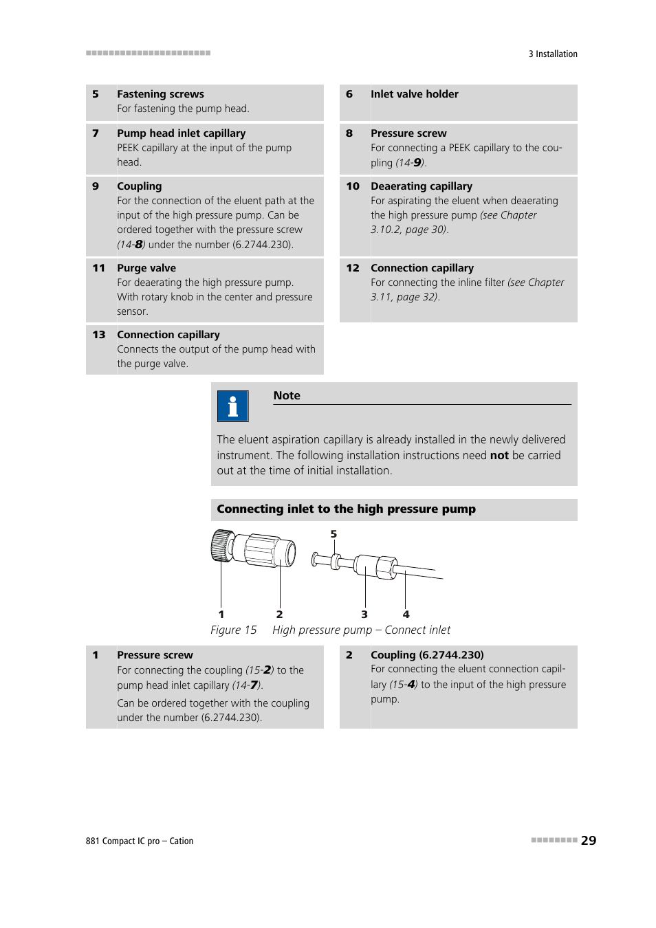 Figure 15, High pressure pump – connect inlet | Metrohm 881 Compact IC pro – Cation User Manual | Page 37 / 101