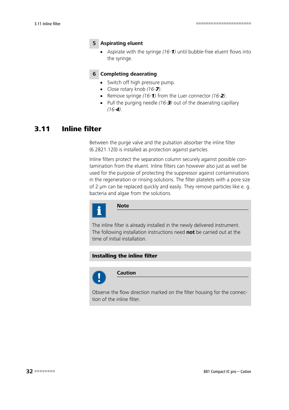 11 inline filter | Metrohm 881 Compact IC pro – Cation User Manual | Page 40 / 101