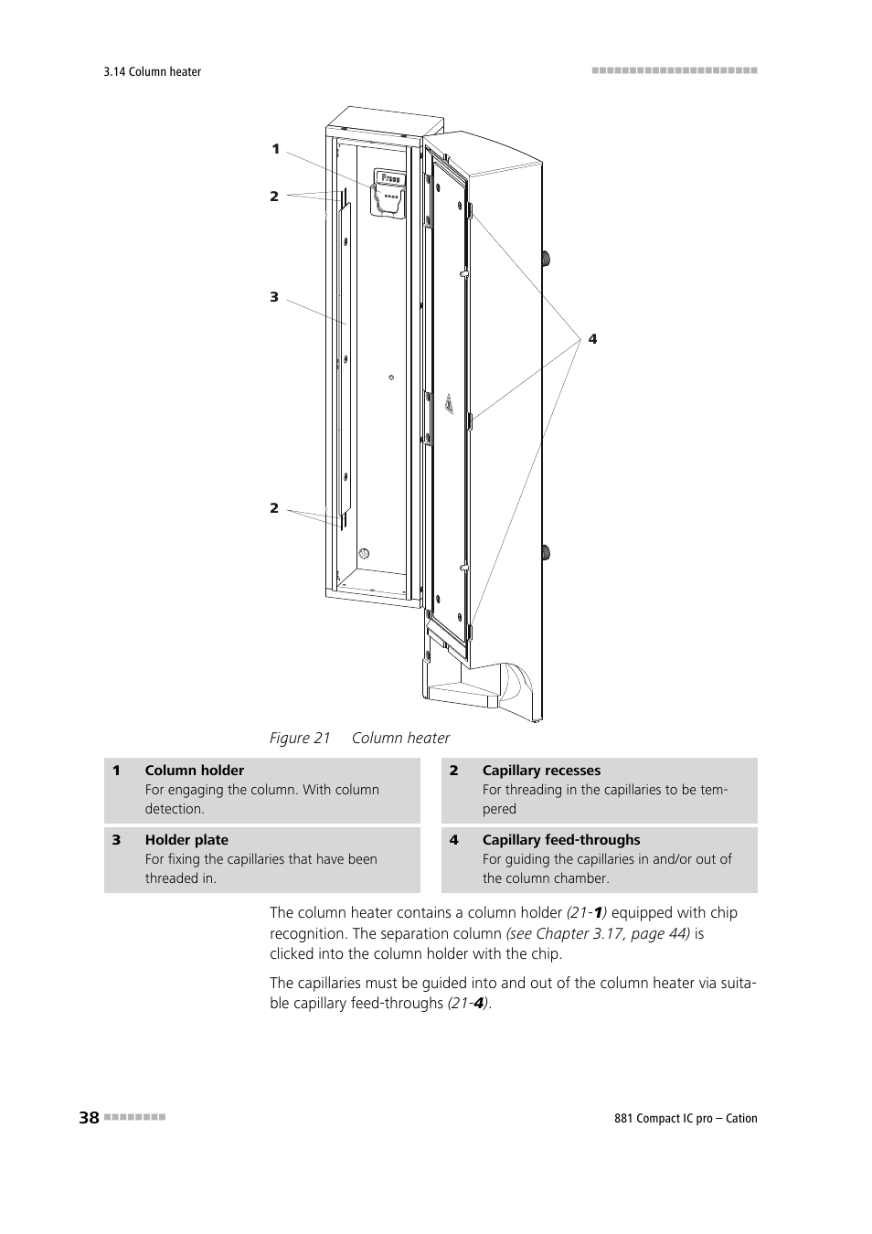 Figure 21, Column heater | Metrohm 881 Compact IC pro – Cation User Manual | Page 46 / 101