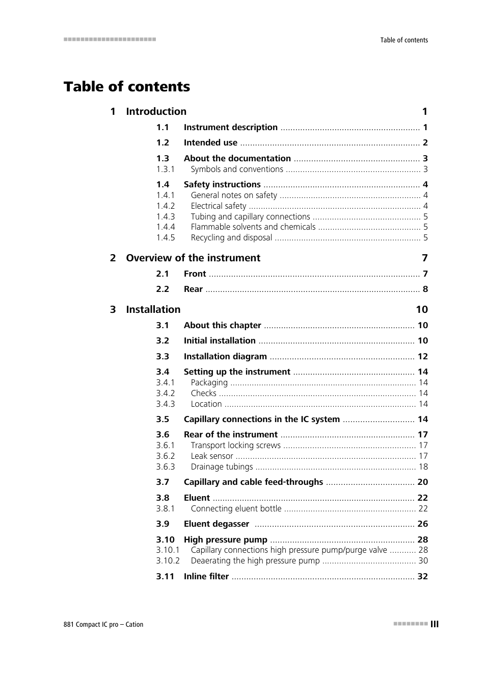 Metrohm 881 Compact IC pro – Cation User Manual | Page 5 / 101