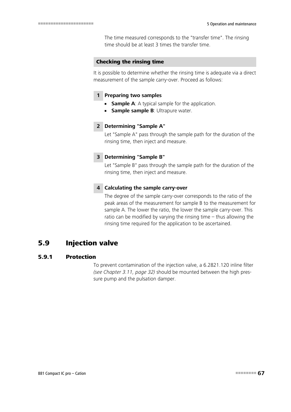 9 injection valve, 1 protection, Injection valve | Protection | Metrohm 881 Compact IC pro – Cation User Manual | Page 75 / 101