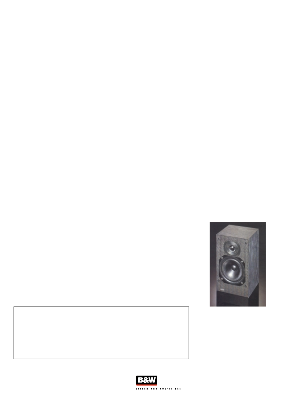 Bowers & Wilkins DM100 User Manual | 1 page