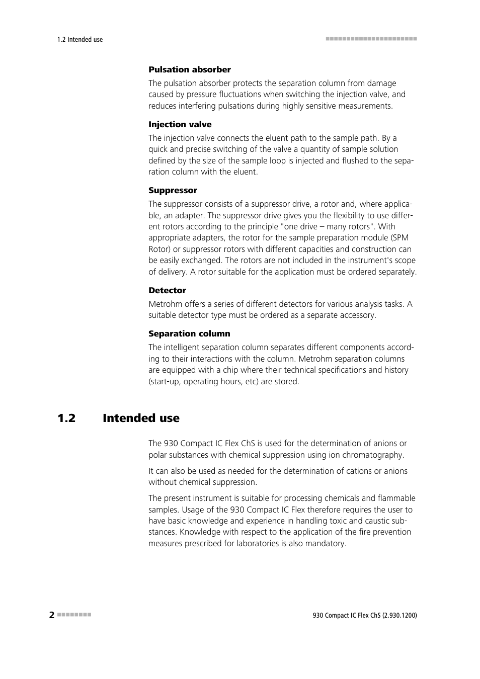 2 intended use, Intended use | Metrohm 930 Compact IC Flex ChS User Manual | Page 10 / 103