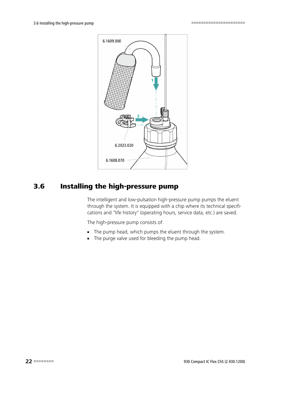 6 installing the high-pressure pump, Installing the high-pressure pump | Metrohm 930 Compact IC Flex ChS User Manual | Page 30 / 103