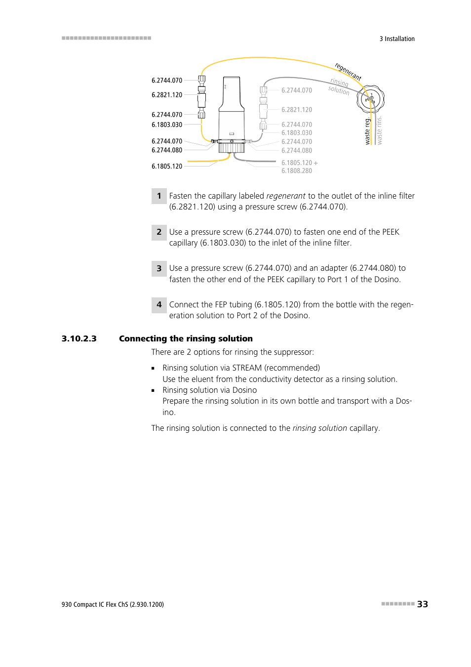 3 connecting the rinsing solution | Metrohm 930 Compact IC Flex ChS User Manual | Page 41 / 103