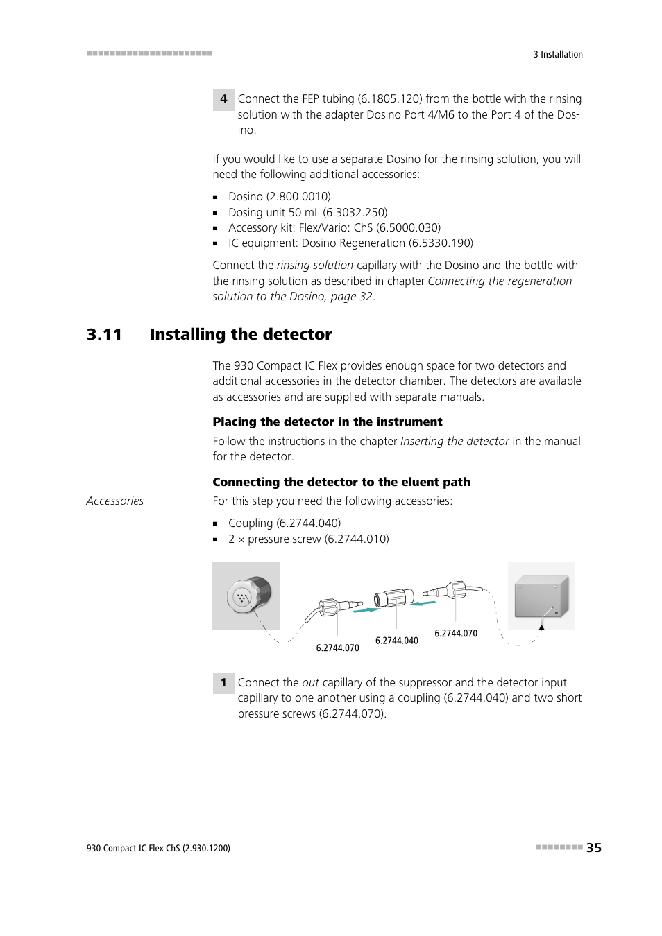 11 installing the detector | Metrohm 930 Compact IC Flex ChS User Manual | Page 43 / 103