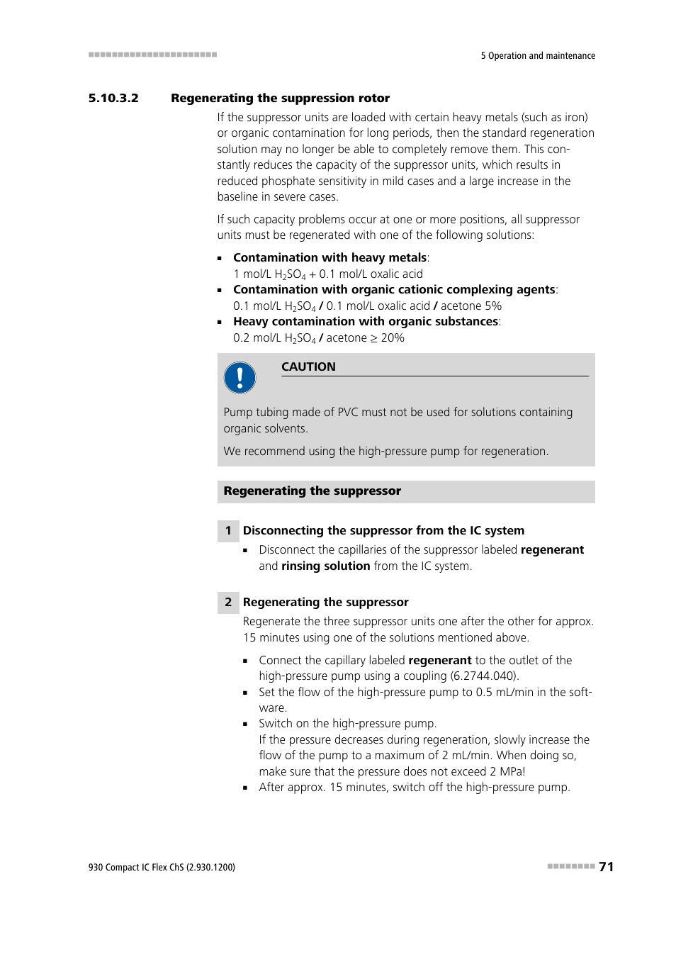 2 regenerating the suppression rotor | Metrohm 930 Compact IC Flex ChS User Manual | Page 79 / 103