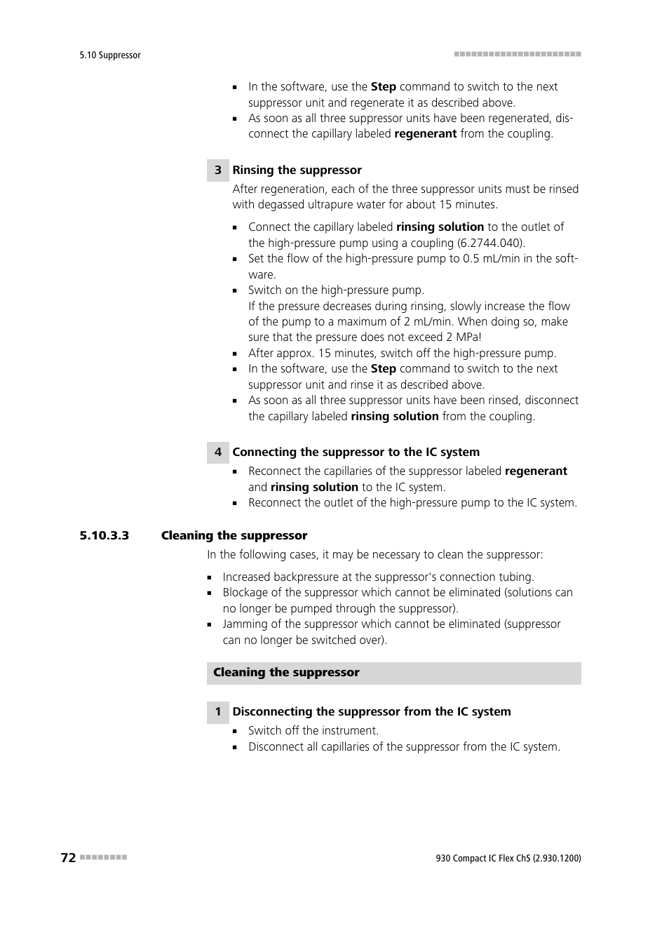 3 cleaning the suppressor | Metrohm 930 Compact IC Flex ChS User Manual | Page 80 / 103