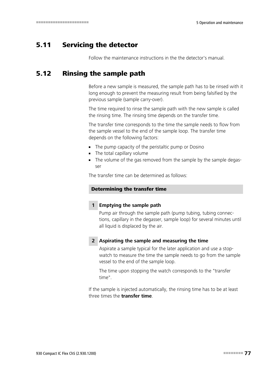 11 servicing the detector, 12 rinsing the sample path | Metrohm 930 Compact IC Flex ChS User Manual | Page 85 / 103