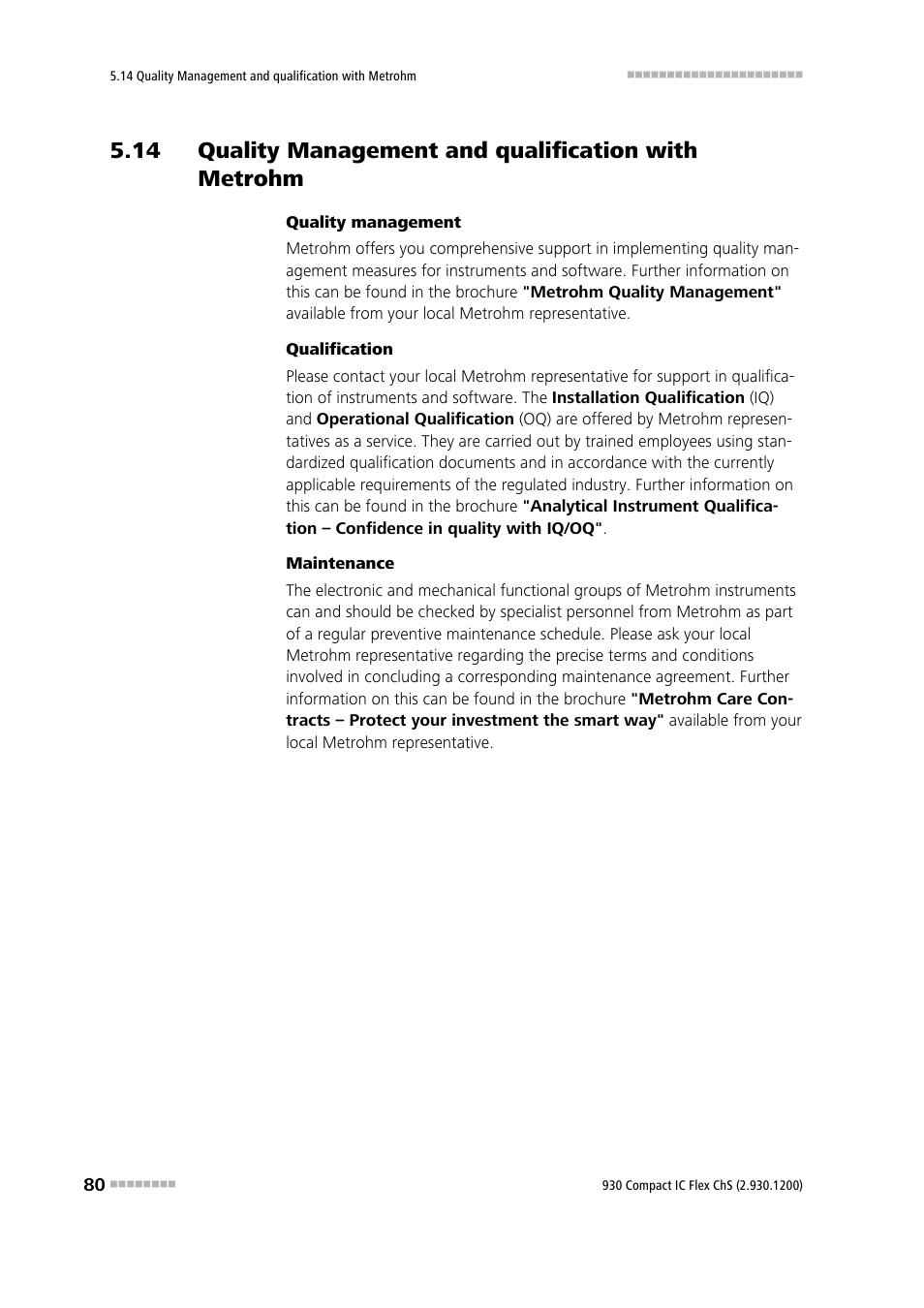 14 quality management and qualification with, Metrohm | Metrohm 930 Compact IC Flex ChS User Manual | Page 88 / 103