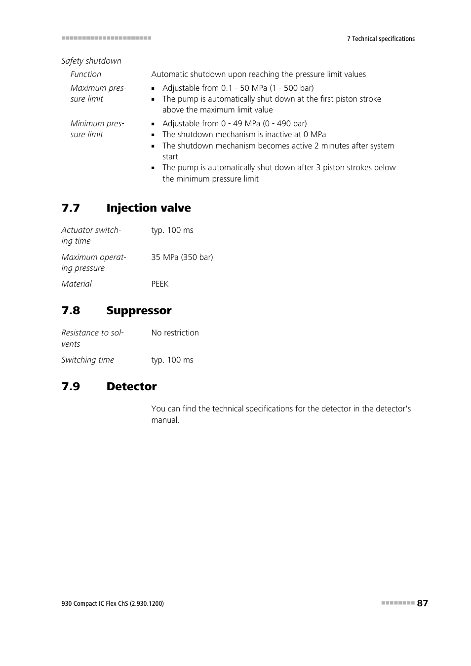 7 injection valve, 8 suppressor, 9 detector | Injection valve, Suppressor, Detector | Metrohm 930 Compact IC Flex ChS User Manual | Page 95 / 103
