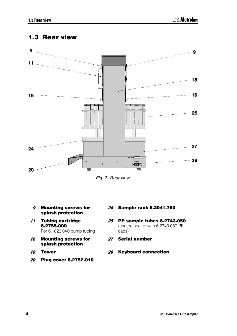 3 rear view | Metrohm 813 Compact Autosampler User Manual | Page 10 / 55