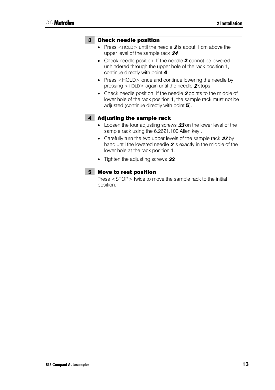 Metrohm 813 Compact Autosampler User Manual | Page 19 / 55