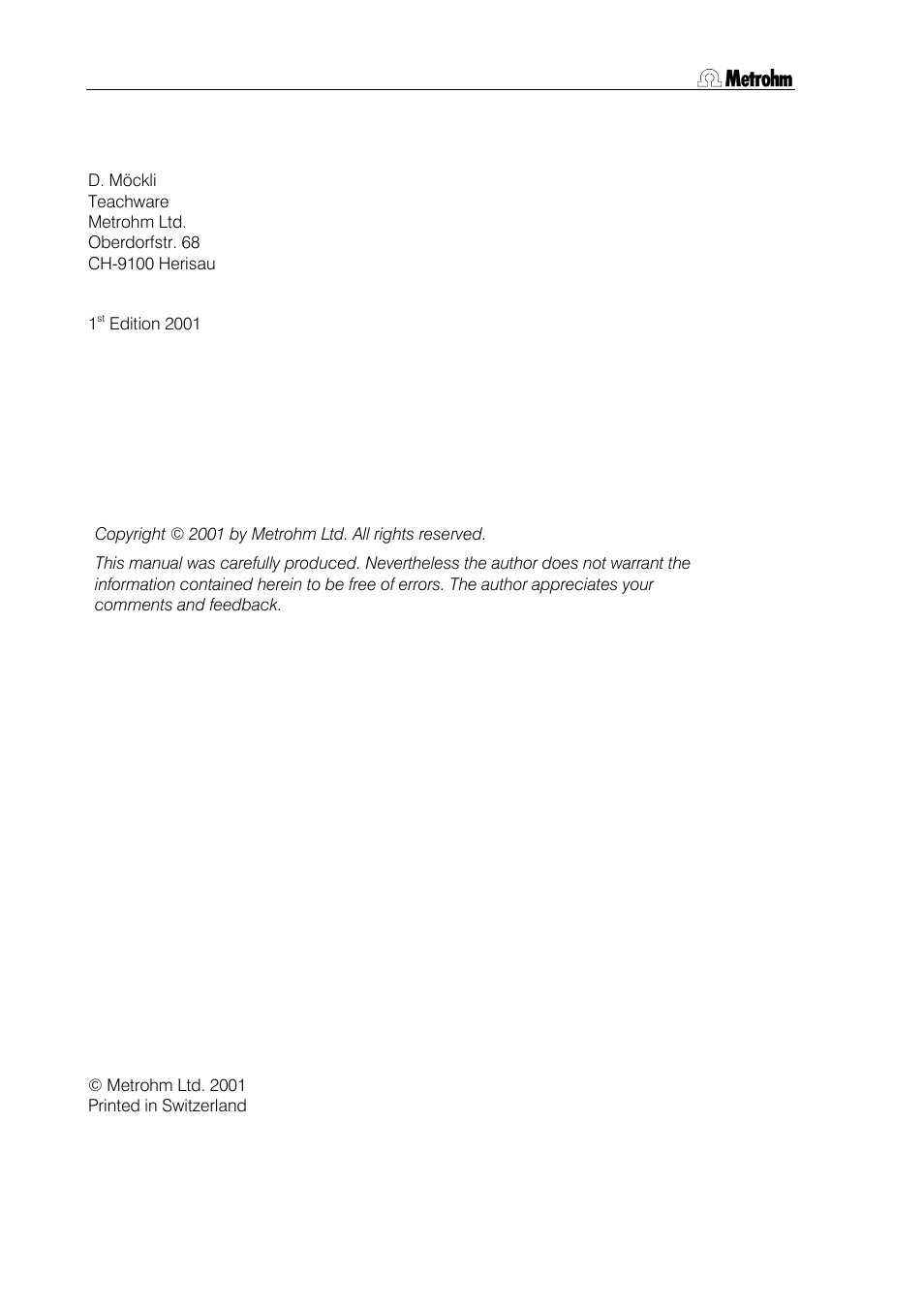 Metrohm 813 Compact Autosampler User Manual | Page 2 / 55