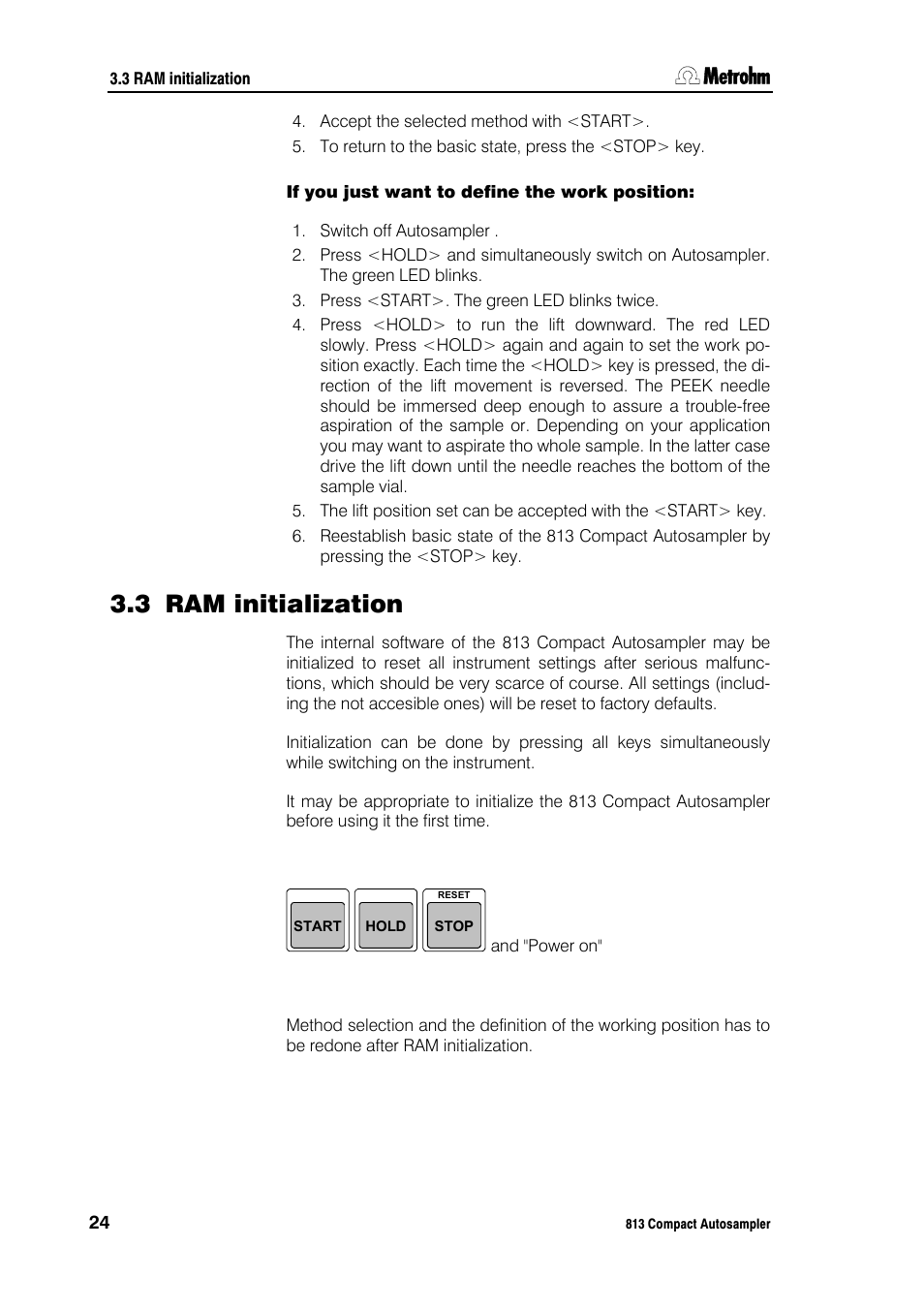 3 ram initialization | Metrohm 813 Compact Autosampler User Manual | Page 30 / 55