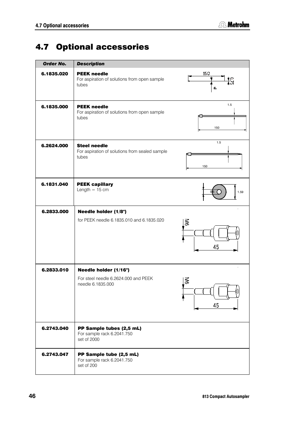 7 optional accessories | Metrohm 813 Compact Autosampler User Manual | Page 52 / 55