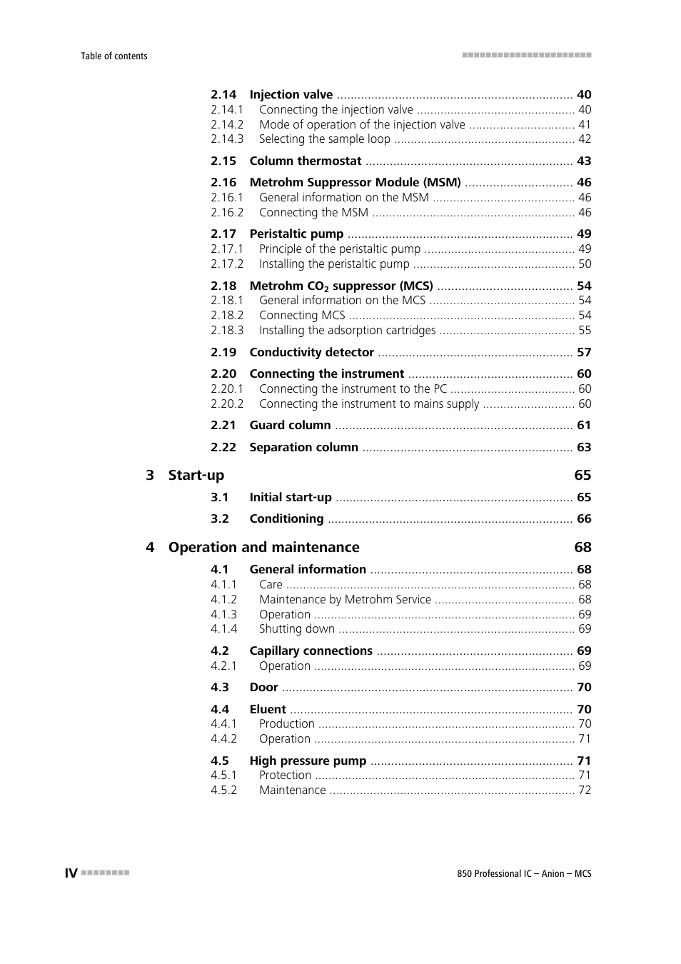 Metrohm 850 Professional IC Anion MCS User Manual | Page 6 / 142