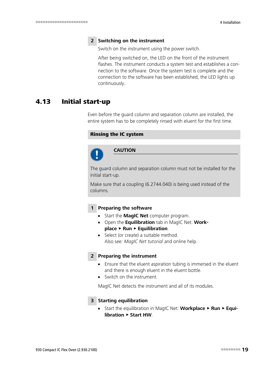 13 initial start-up | Metrohm 930 Compact IC Flex Oven User Manual | Page 27 / 39