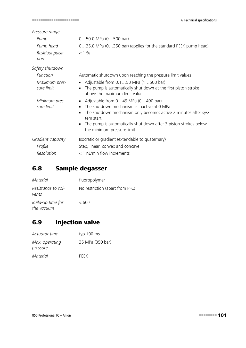 8 sample degasser, 9 injection valve, Sample degasser | Injection valve | Metrohm 850 Professional IC Anion User Manual | Page 111 / 135