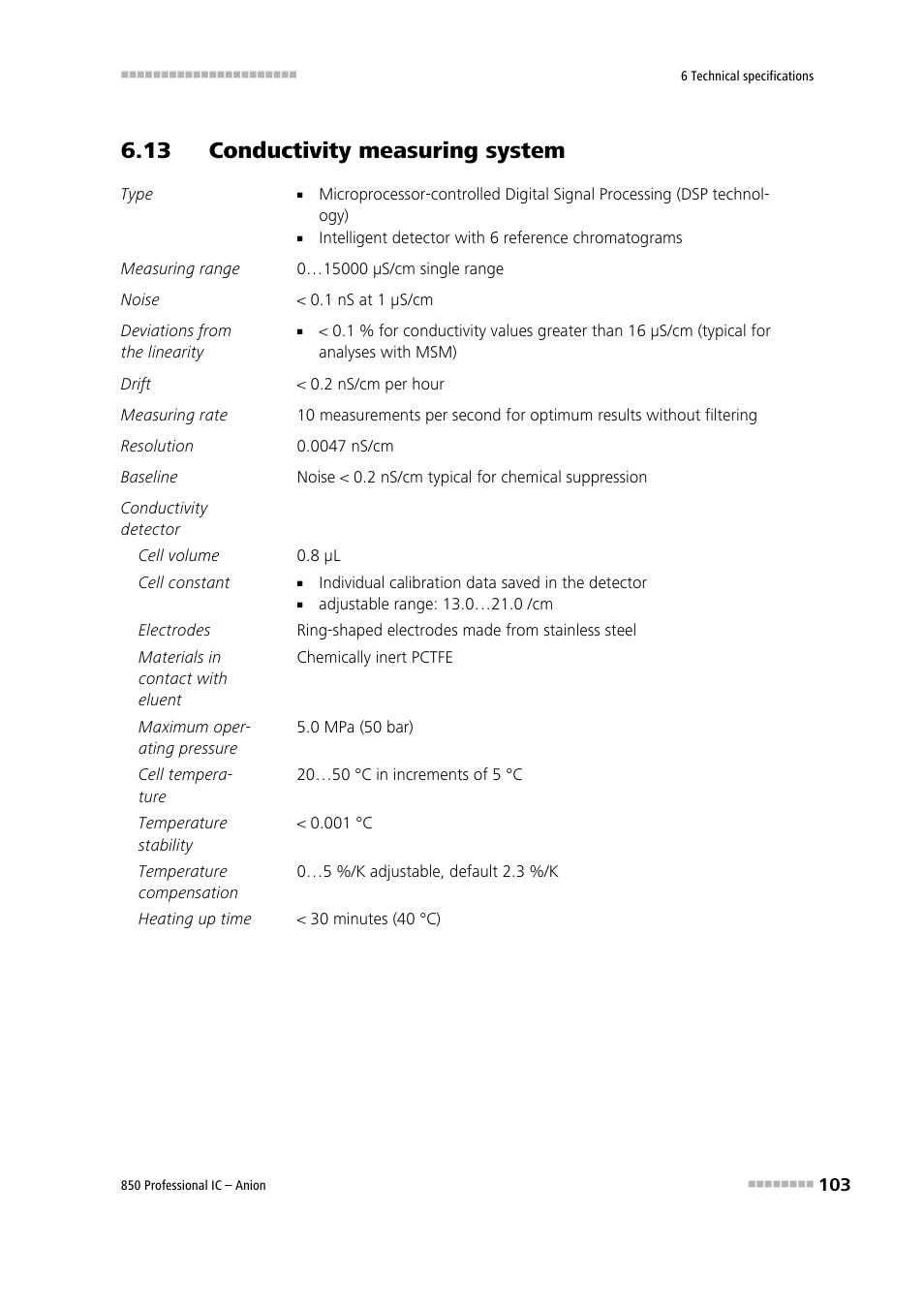 13 conductivity measuring system | Metrohm 850 Professional IC Anion User Manual | Page 113 / 135