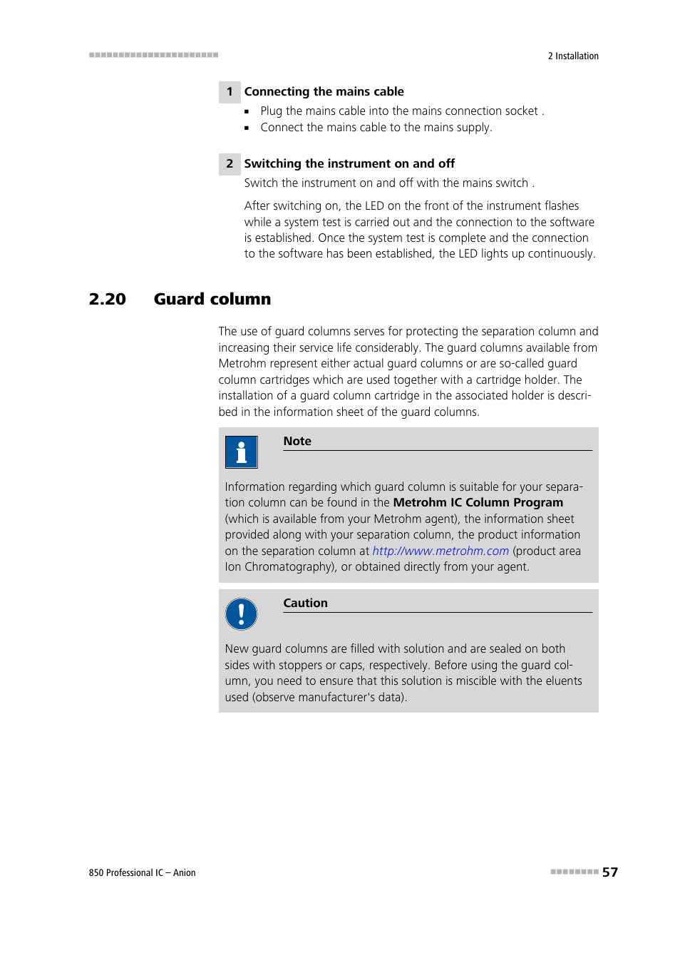 20 guard column | Metrohm 850 Professional IC Anion User Manual | Page 67 / 135