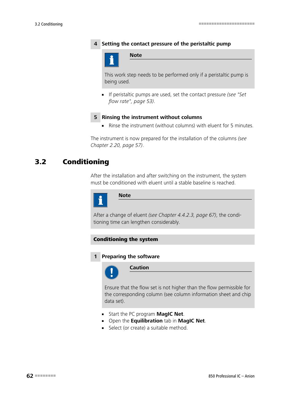 2 conditioning, Conditioning | Metrohm 850 Professional IC Anion User Manual | Page 72 / 135
