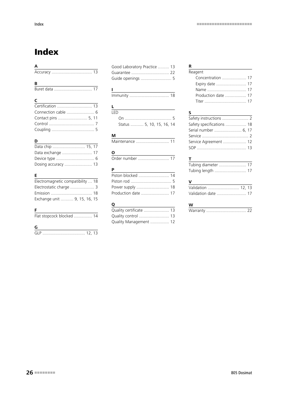 Index | Metrohm 805 Dosimat User Manual | Page 34 / 34